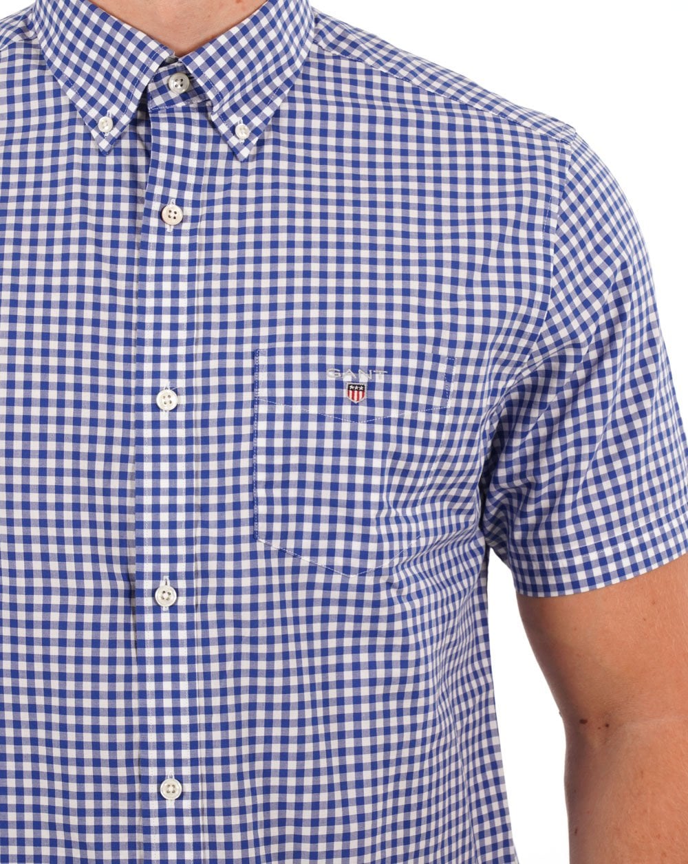 Gant Gingham Kurzarmhemd College Blau