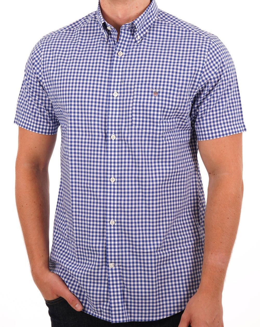 Gant Gingham Kurzarmhemd College Blau