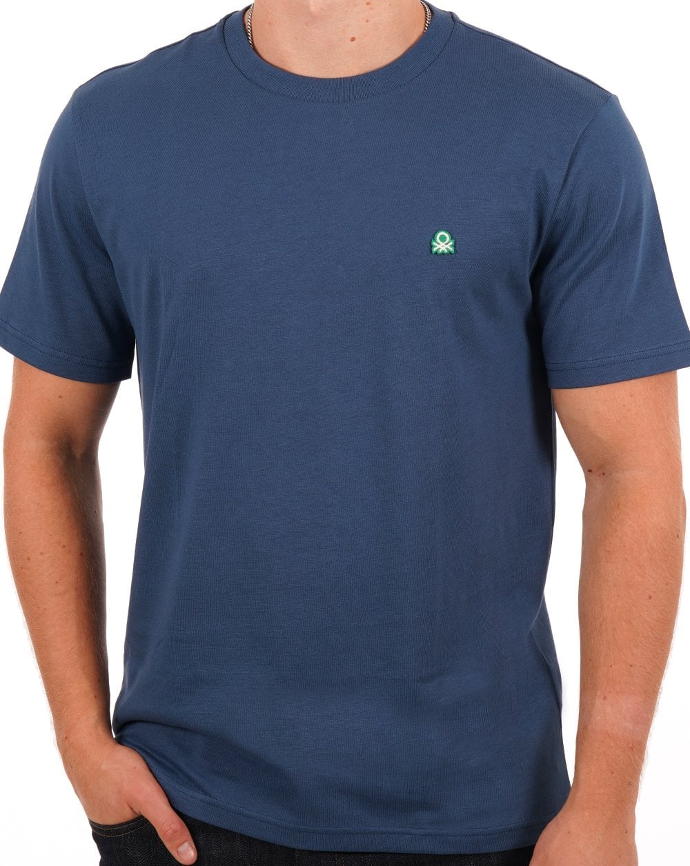 Benetton T-Shirt mit kleinem Logo in Petrolblau