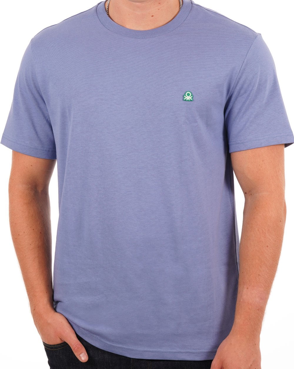Benetton T-Shirt mit kleinem Logo Steinblau