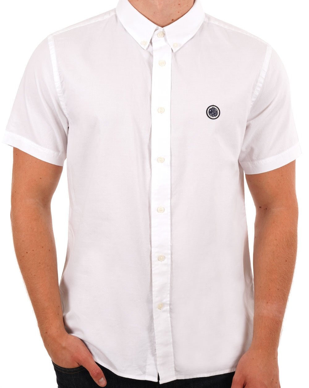 Pretty Green Oxford Kurzarmhemd Weiß