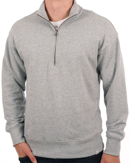Benetton – Sweatshirt mit Viertelreißverschluss in Grau meliert