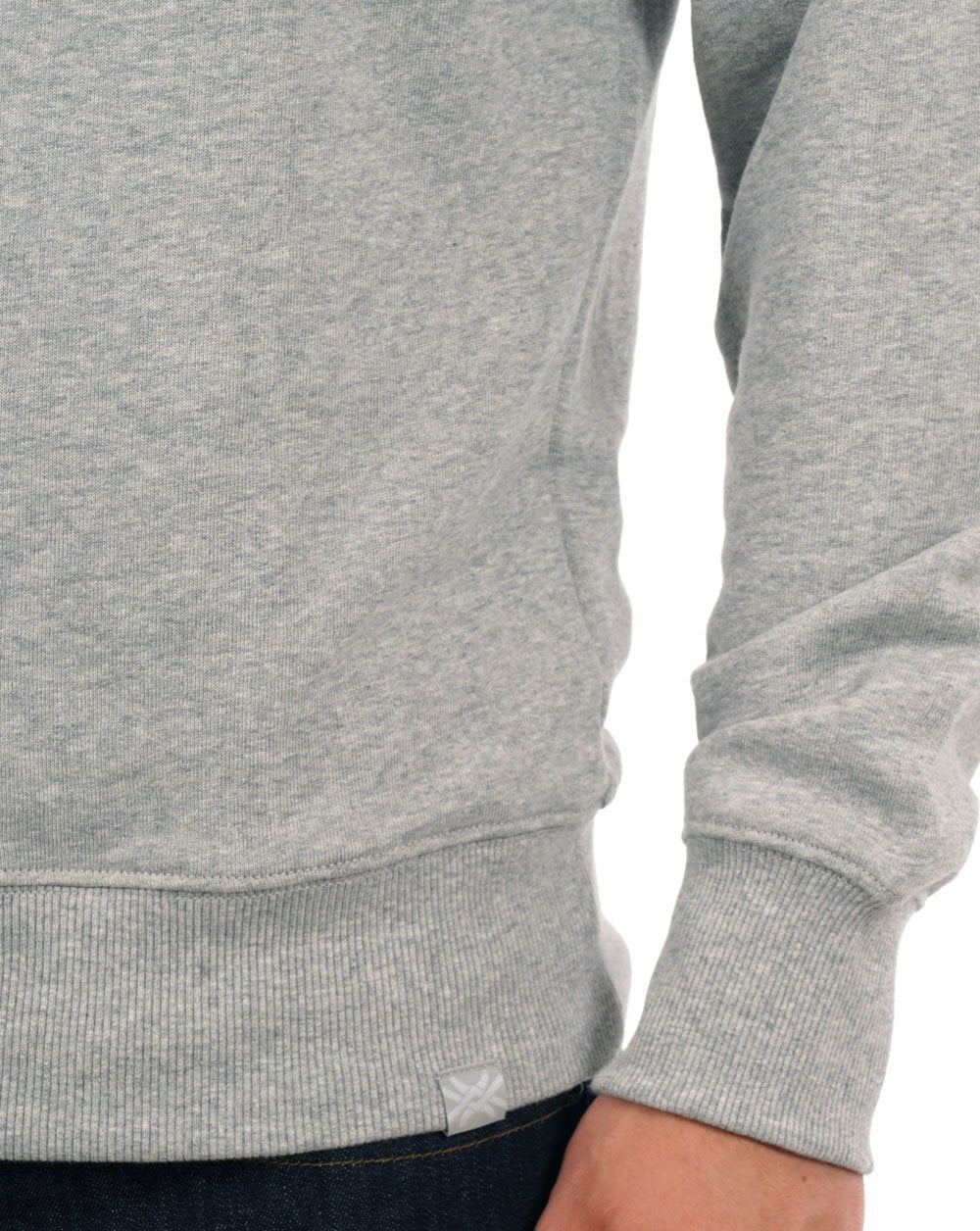 Benetton – Sweatshirt mit Viertelreißverschluss in Grau meliert