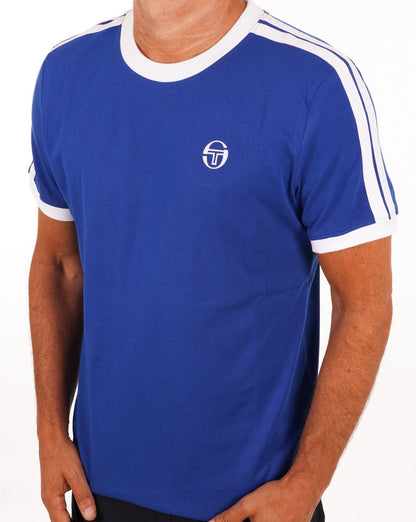 Sergio Tacchini Retro T-Shirt Königsblau Weiß
