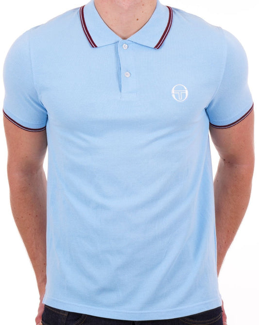 Sergio Tacchini Sergio Tacchini Poloshirt mit Streifen, Himmelblau/Weinrot