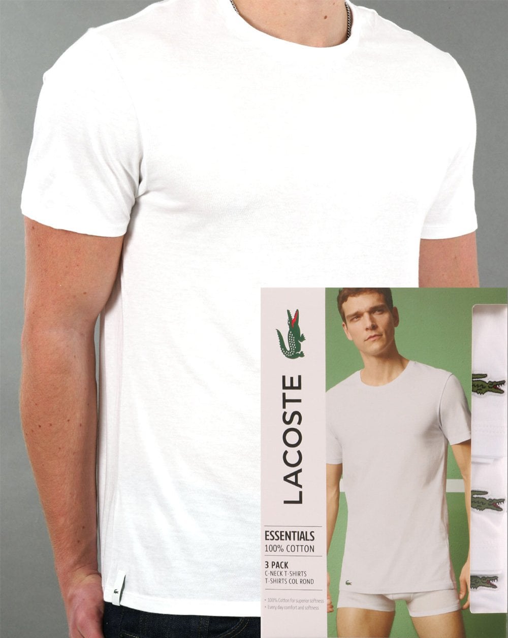 Lacoste Triple Pack Label T-Shirt Weiß/Weiß