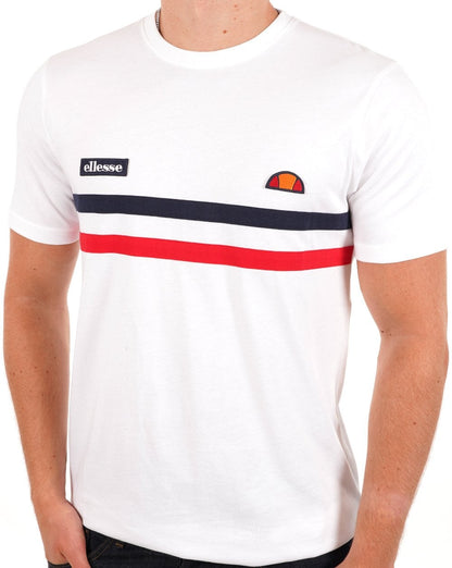 Ellesse – T-Shirt mit zwei Streifen in Weiß