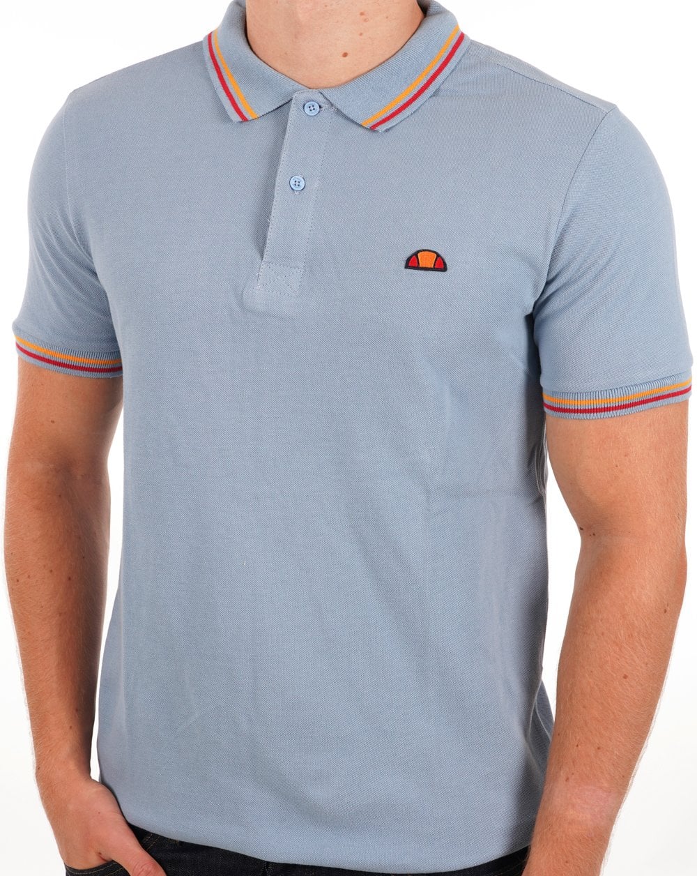 Ellesse – Poloshirt mit Streifen in Hellblau