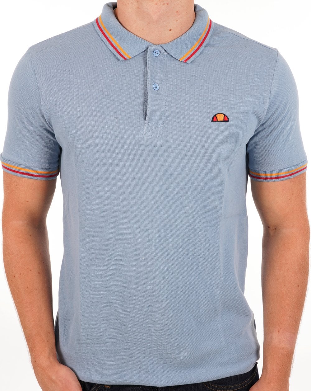 Ellesse – Poloshirt mit Streifen in Hellblau