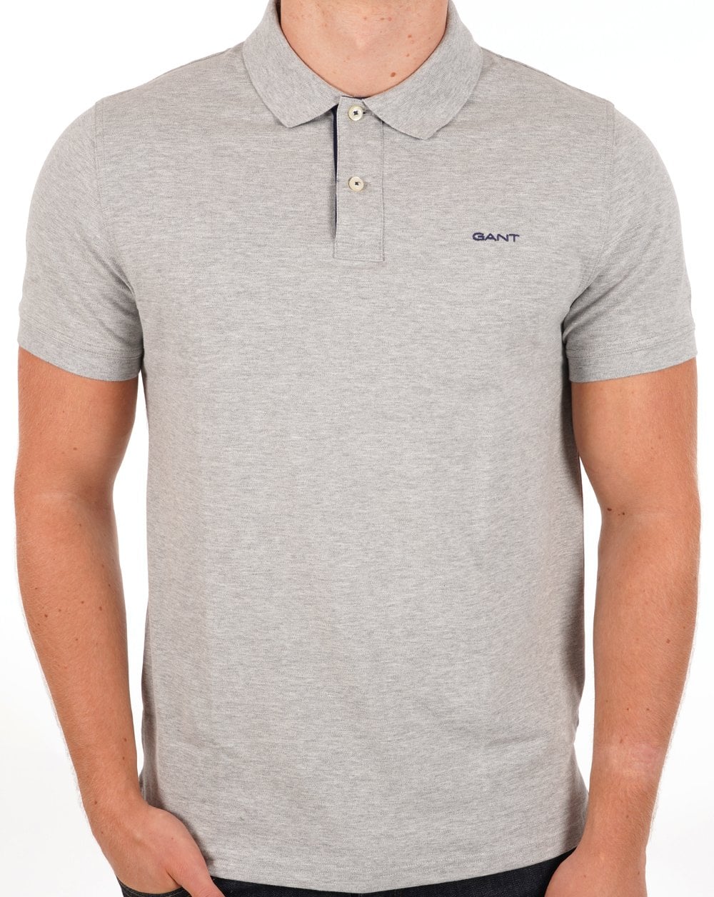 Gant Poloshirt mit Kontrastkragen, Grau