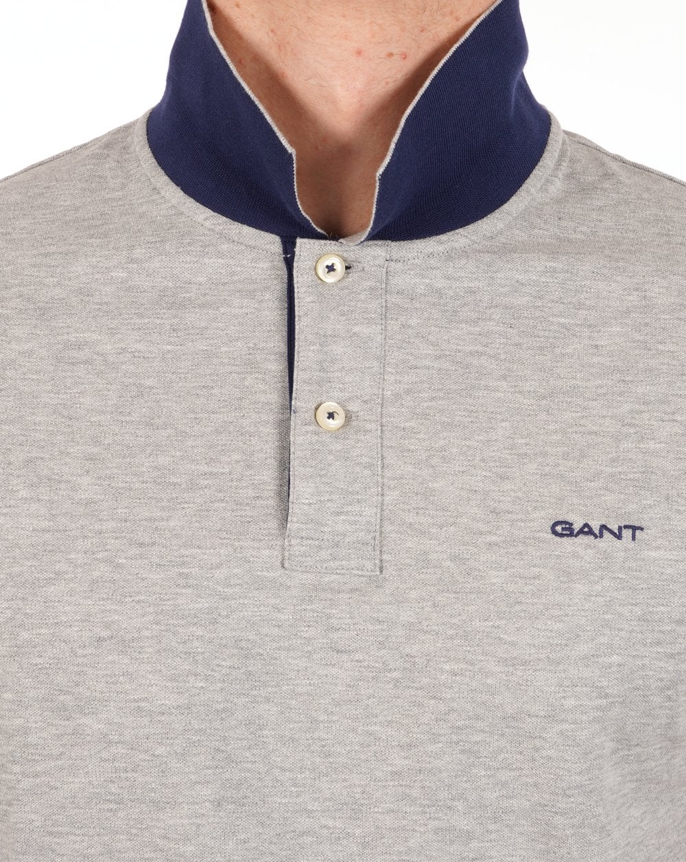 Gant Poloshirt mit Kontrastkragen, Grau