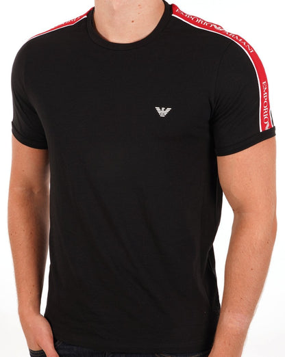 Emporio Armani T-Shirt mit Taping Schwarz/Rot