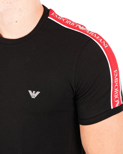 Emporio Armani T-Shirt mit Taping Schwarz/Rot