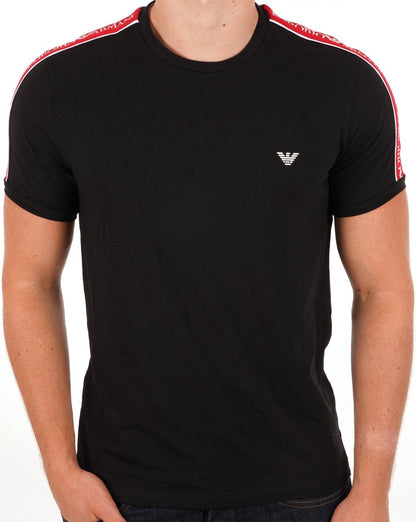 Emporio Armani T-Shirt mit Taping Schwarz/Rot