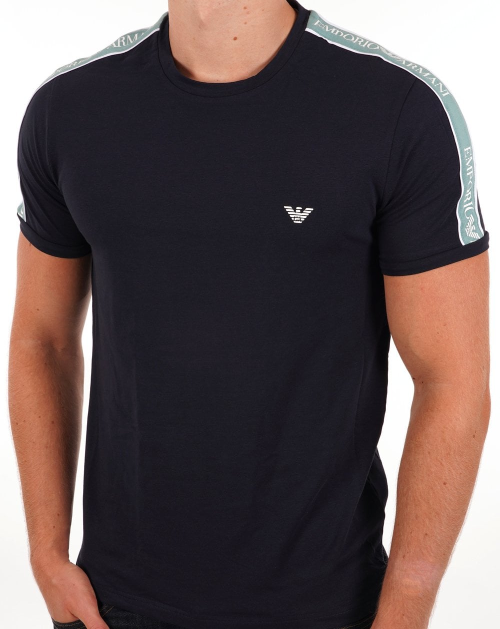 Emporio Armani T-Shirt mit Taping Marineblau/Grün