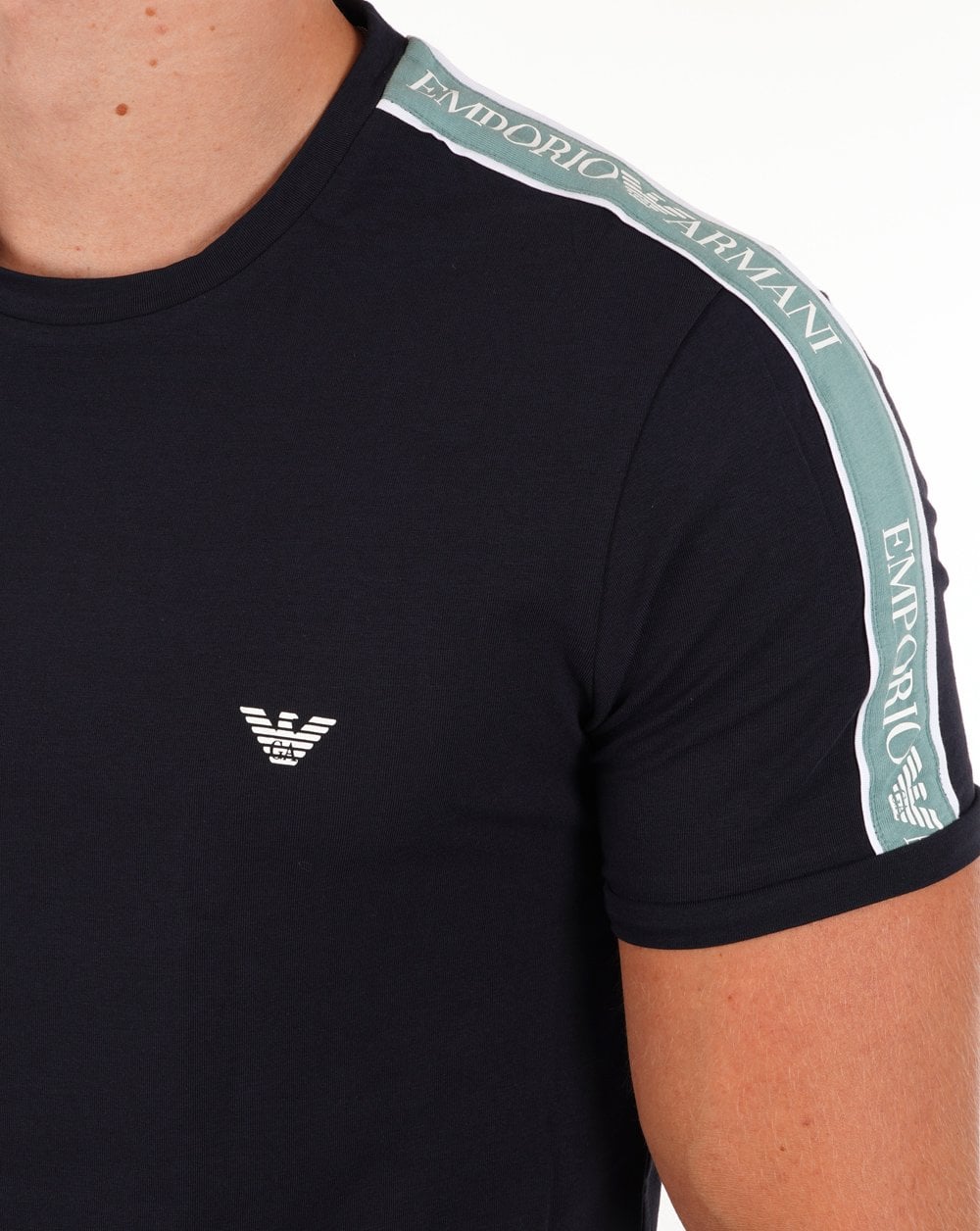 Emporio Armani T-Shirt mit Taping Marineblau/Grün