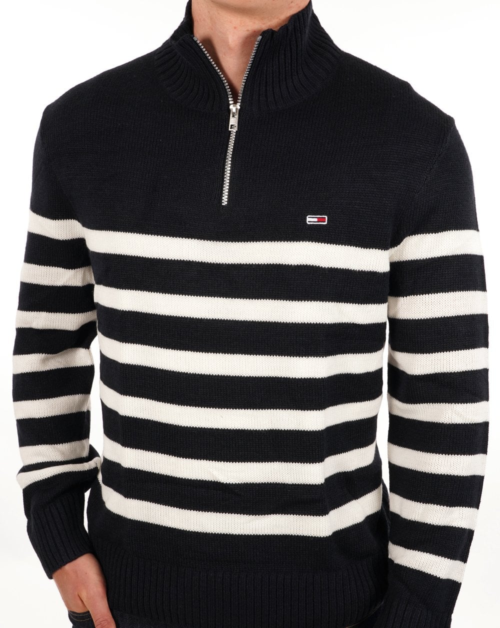 Tommy Jeans – Strickpullover mit Stehkragen und Colourblock-Muster
