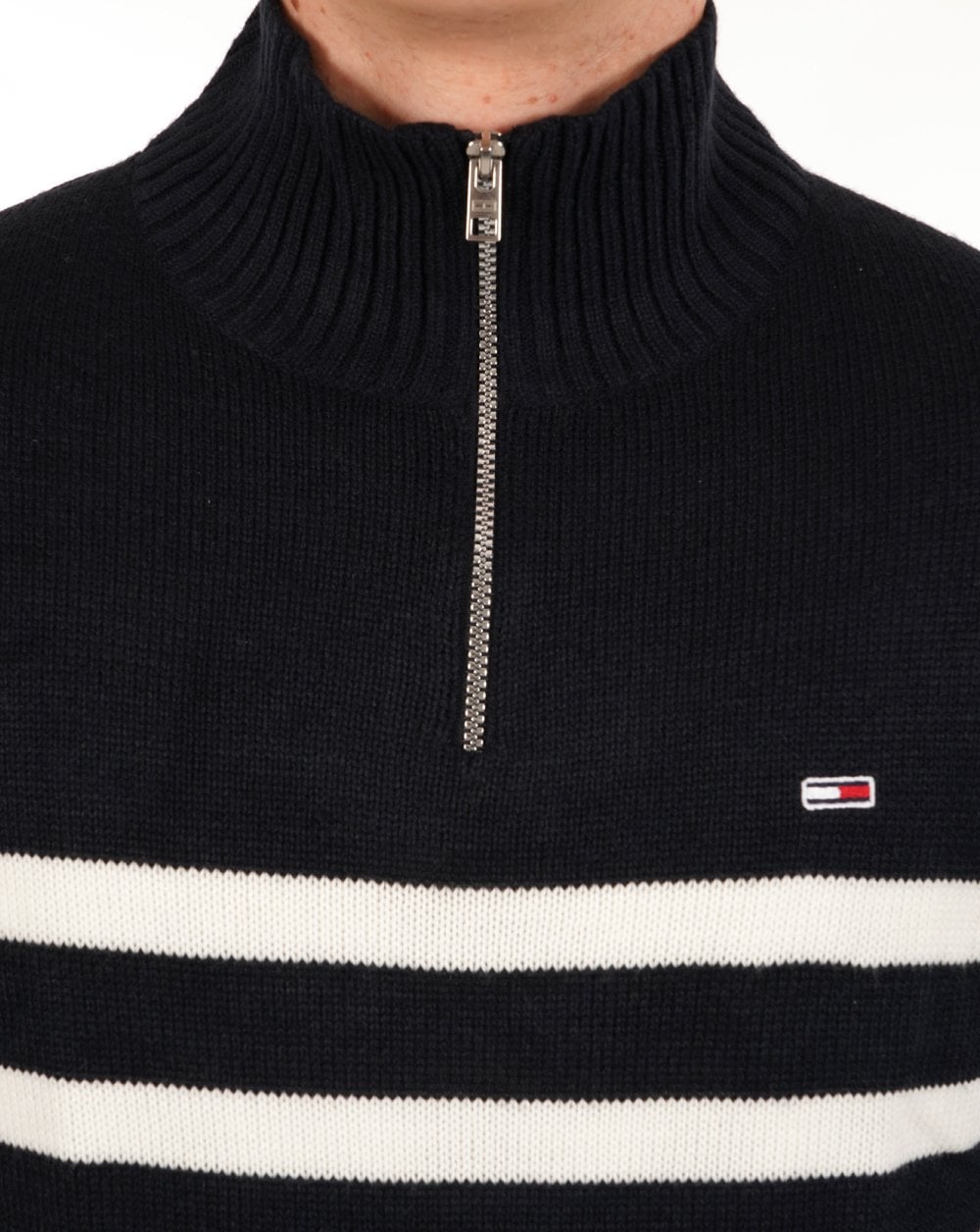 Tommy Jeans – Strickpullover mit Stehkragen und Colourblock-Muster