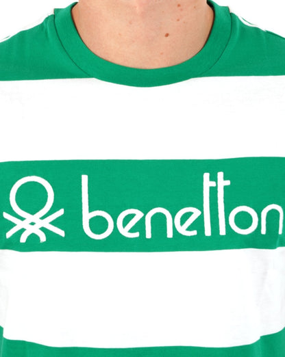 Benetton Streifen-T-Shirt Weiß/Grün
