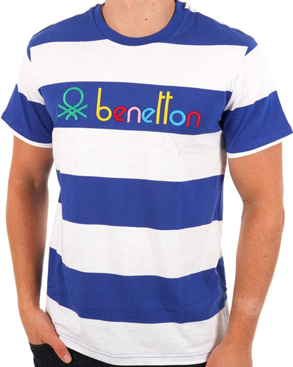 Benetton Streifen-T-Shirt Weiß/Blau
