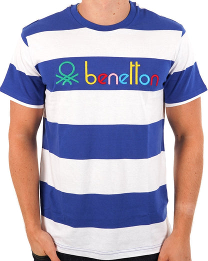 Benetton Streifen-T-Shirt Weiß/Blau