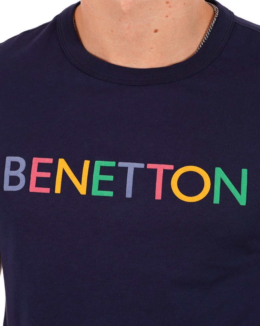 Benetton Logo T-Shirt Marineblau/Mehrfarbig