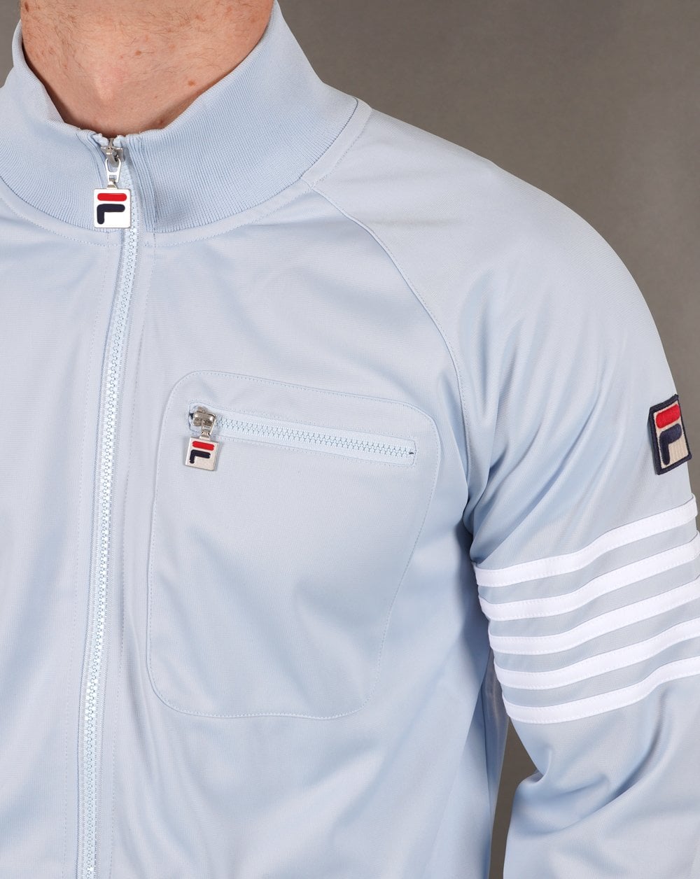 Fila Vintage 5-Streifen-Trainingsjacke Himmelblau/Weiß