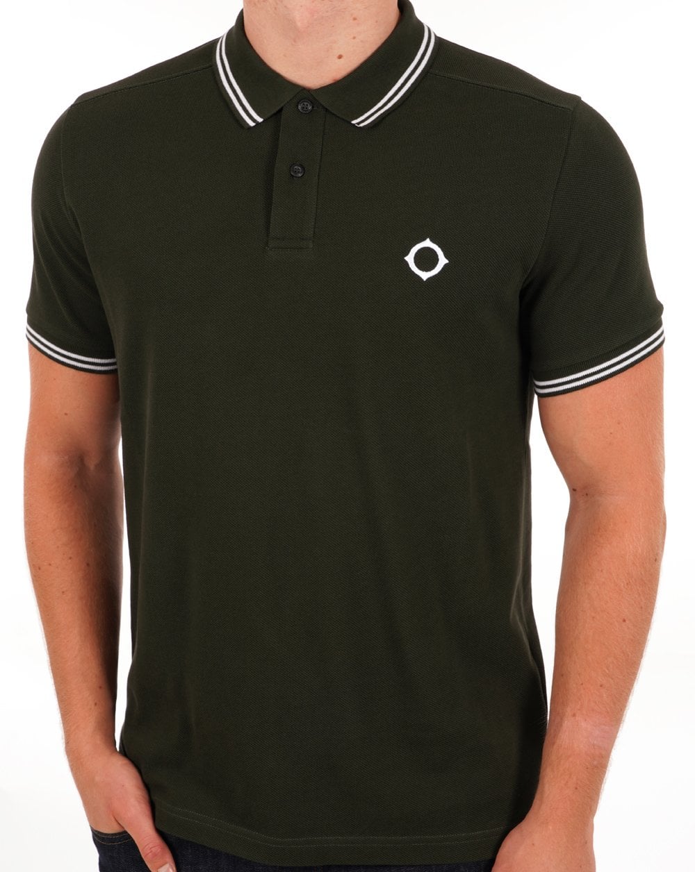 Ma.strum Poloshirt mit Doppelstreifen Dunkelgrün