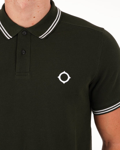 Ma.strum Poloshirt mit Doppelstreifen Dunkelgrün