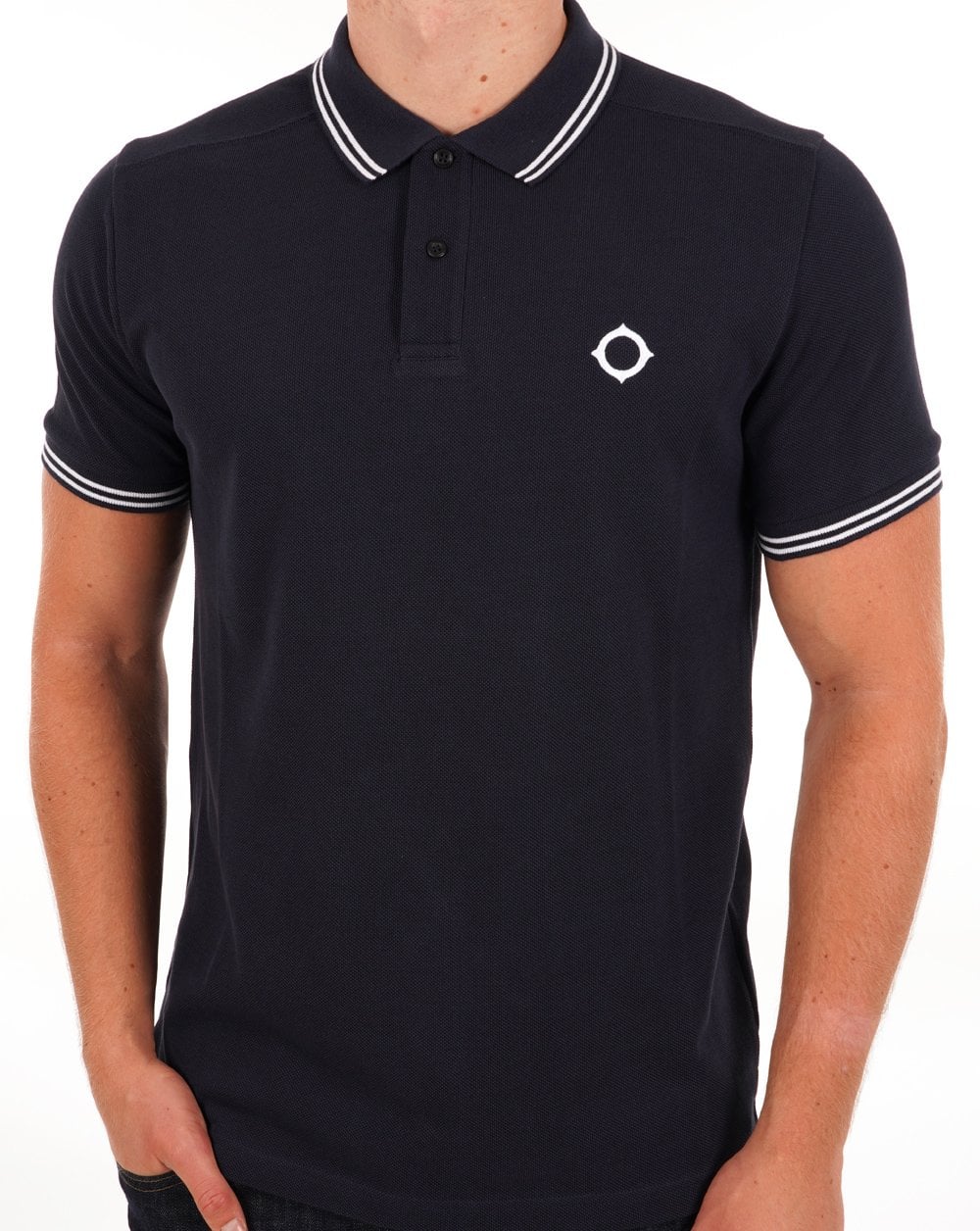 Ma.strum Poloshirt mit Doppelstreifen, Tintenblau