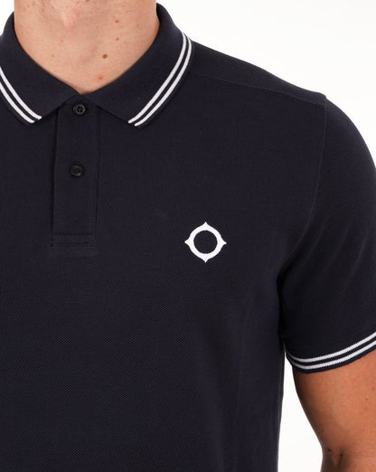 Ma.strum Poloshirt mit Doppelstreifen, Tintenblau