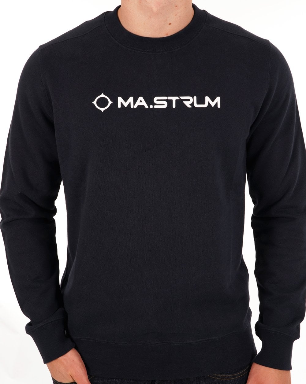 Ma.strum Crew-Sweatshirt mit Brustdruck, Tintenblau