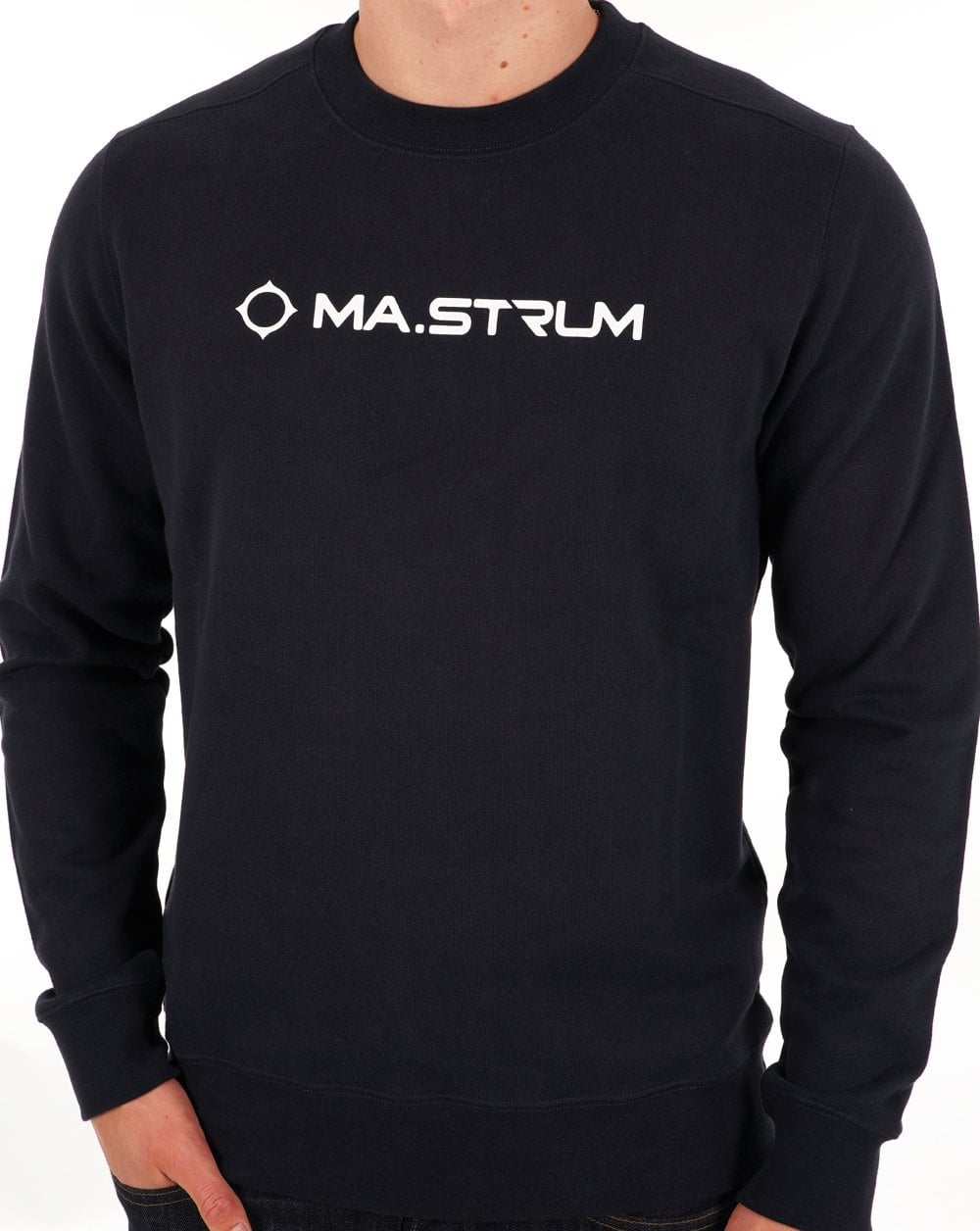Ma.strum Crew-Sweatshirt mit Brustdruck, Tintenblau