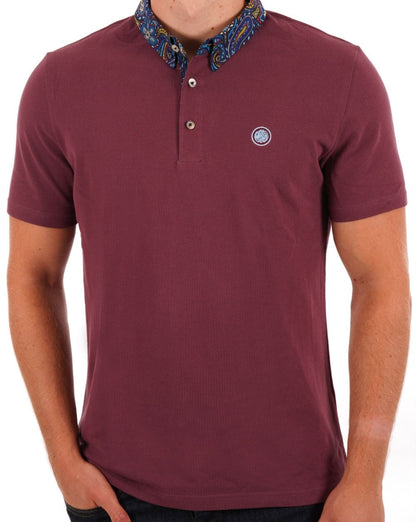 Pretty Green Marriot Poloshirt mit Paisley-Kragen, Violett