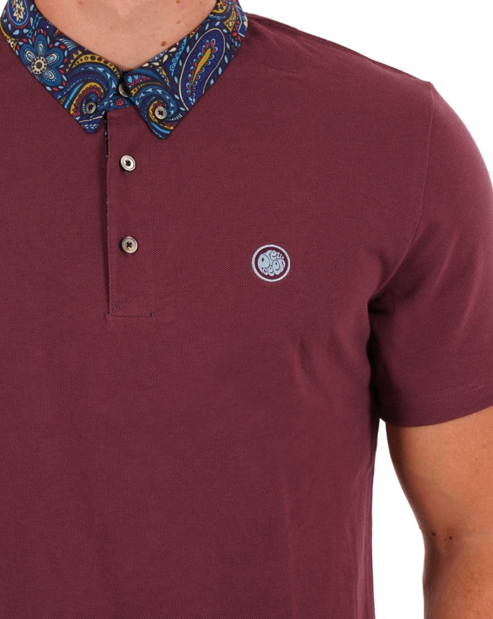 Pretty Green Marriot Poloshirt mit Paisley-Kragen, Violett