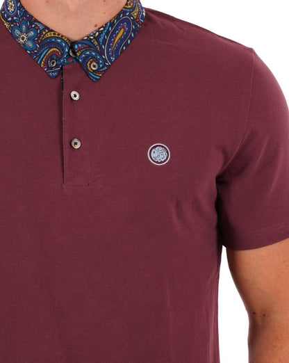Pretty Green Marriot Poloshirt mit Paisley-Kragen, Violett