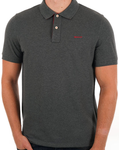 Gant Poloshirt mit Kontrastkragen, Graumeliert