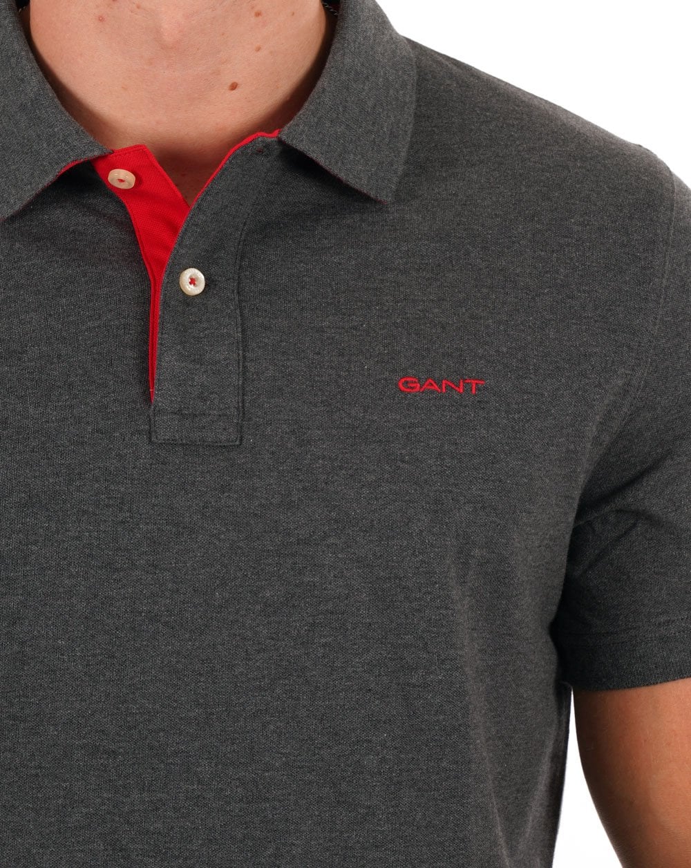 Gant Poloshirt mit Kontrastkragen, Graumeliert