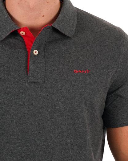 Gant Poloshirt mit Kontrastkragen, Graumeliert