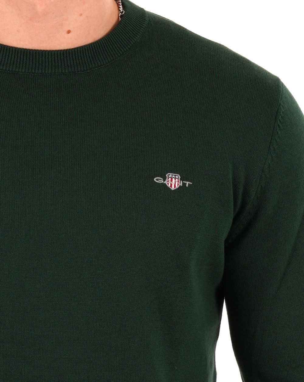 Gant Baumwollpullover mit Rundhalsausschnitt Grün