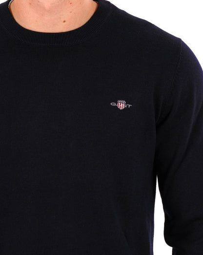 Gant Baumwollpullover mit Rundhalsausschnitt Marineblau