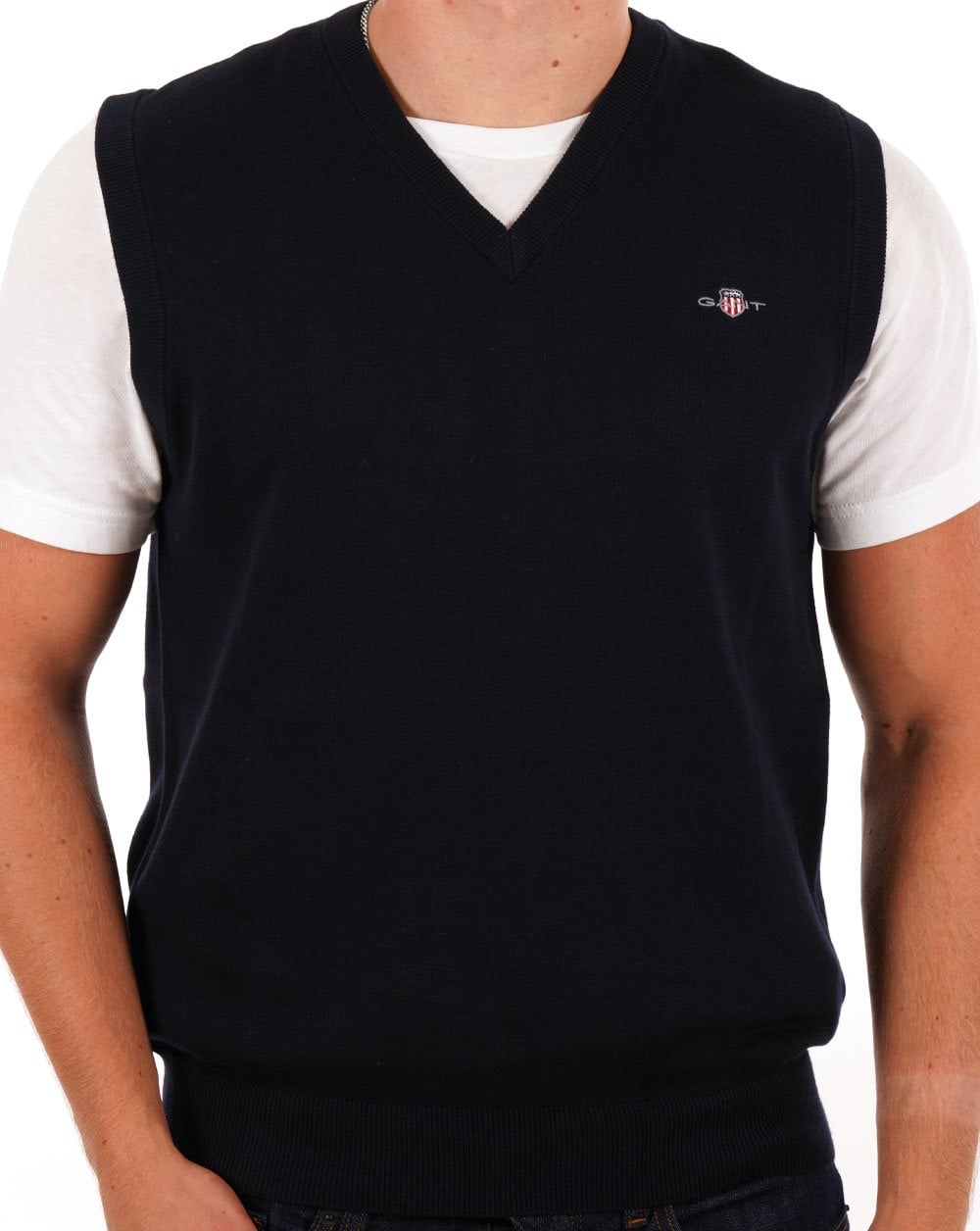 Gant Pullover-Tanktop mit V-Ausschnitt, Marineblau
