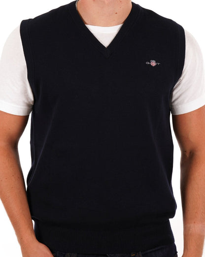 Gant Pullover-Tanktop mit V-Ausschnitt, Marineblau