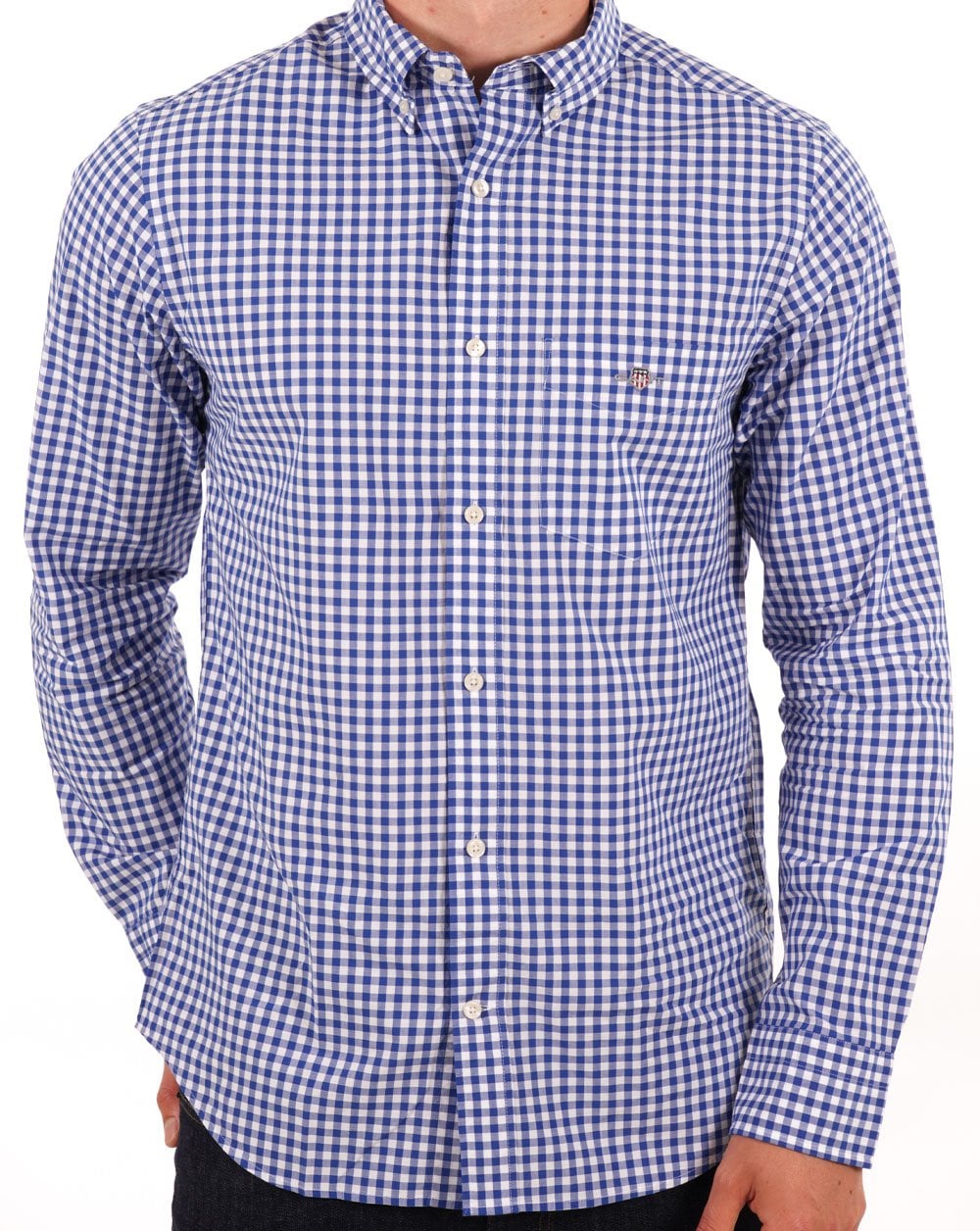 Gant Popeline-Hemd mit Vichy-Karomuster, Collegeblau