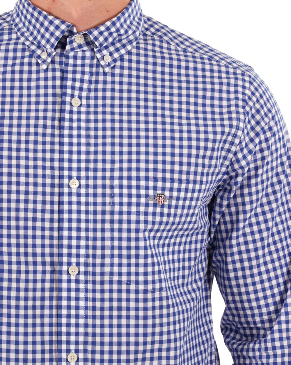 Gant Popeline-Hemd mit Vichy-Karomuster, Collegeblau
