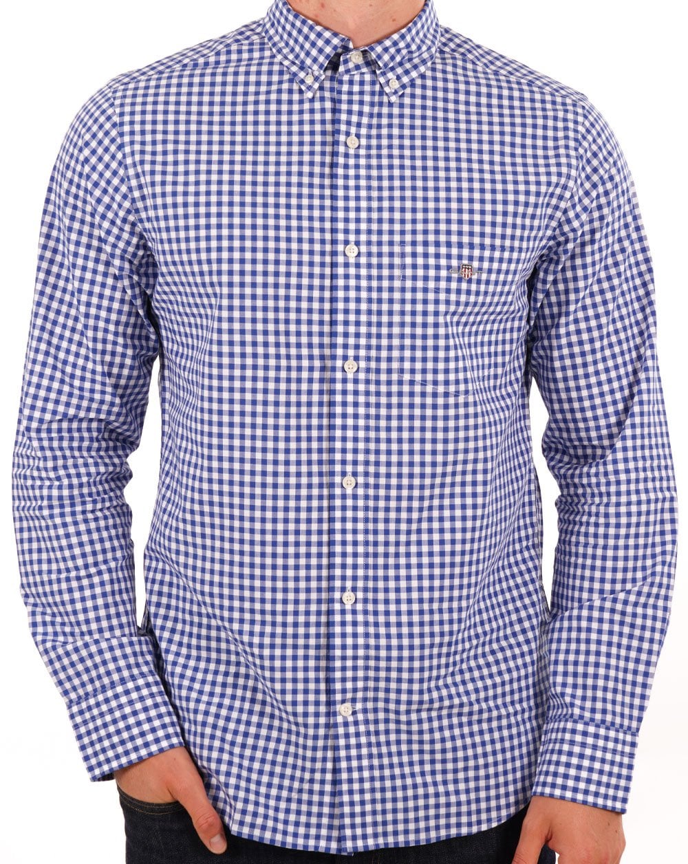 Gant Popeline-Hemd mit Vichy-Karomuster, Collegeblau