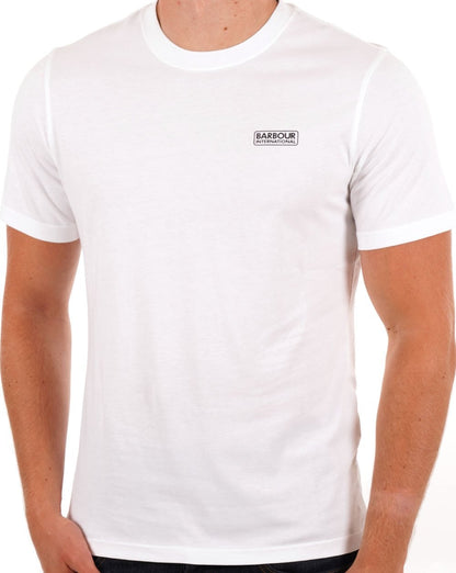 Barbour International T-Shirt mit kleinem Logo Weiß/Schwarz