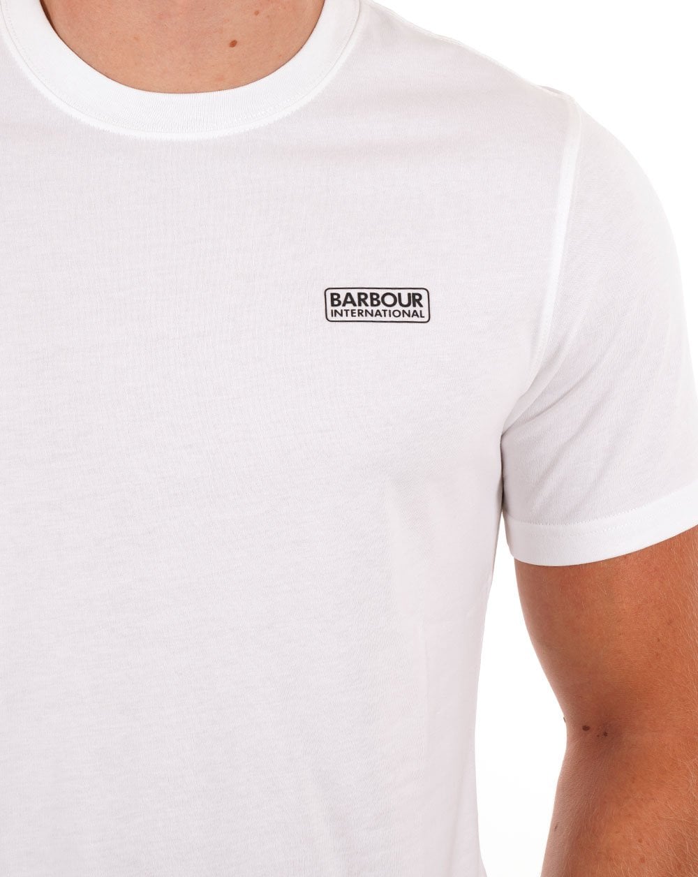 Barbour International T-Shirt mit kleinem Logo Weiß/Schwarz