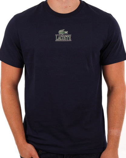 Lacoste – T-Shirt mit Markenlogo aus Baumwolljersey in Marineblau