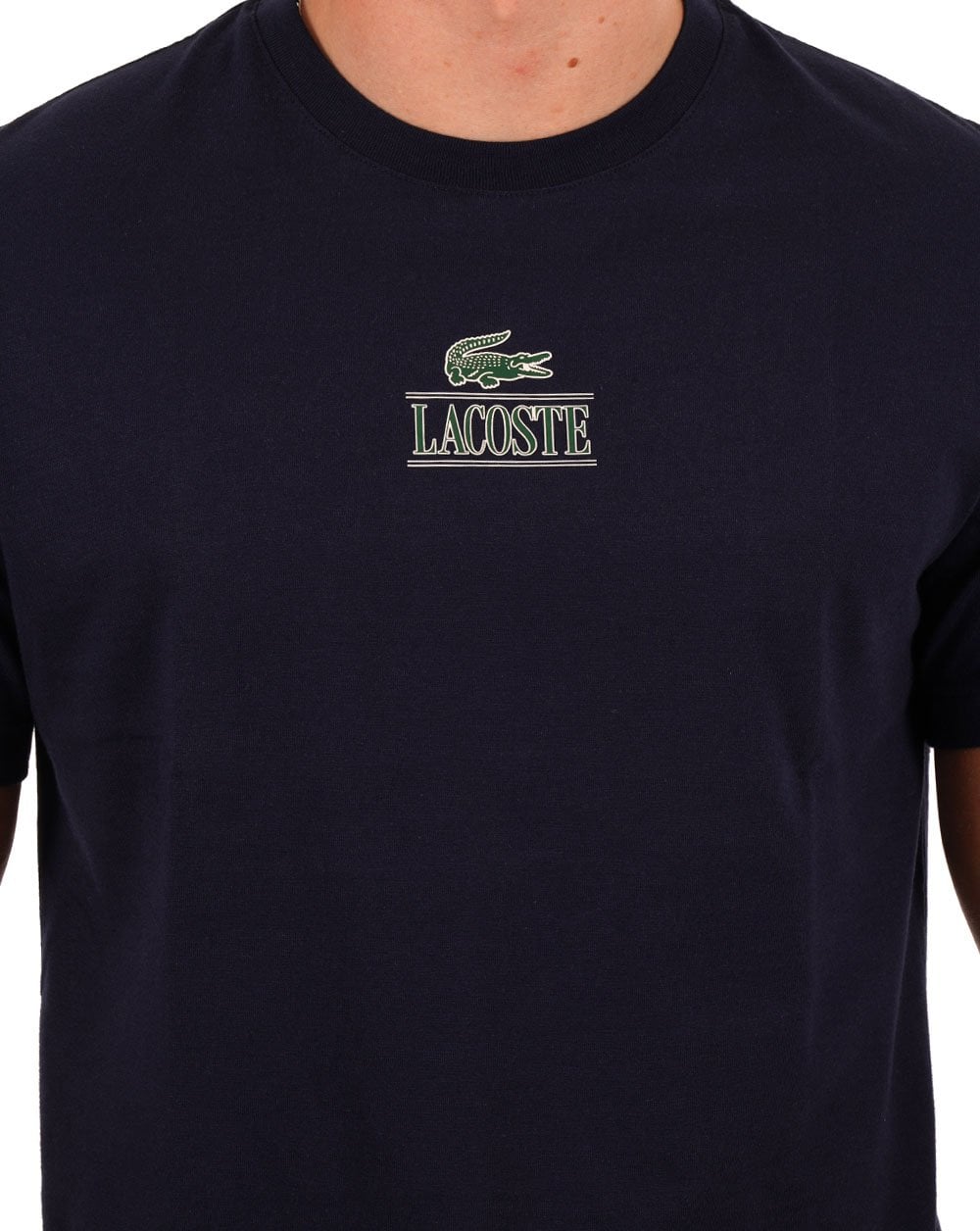 Lacoste – T-Shirt mit Markenlogo aus Baumwolljersey in Marineblau